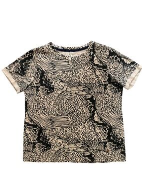 Animal Print Tee Safari Zebra Leopard Beige Cotton Shirt by Lee Cooper Size M